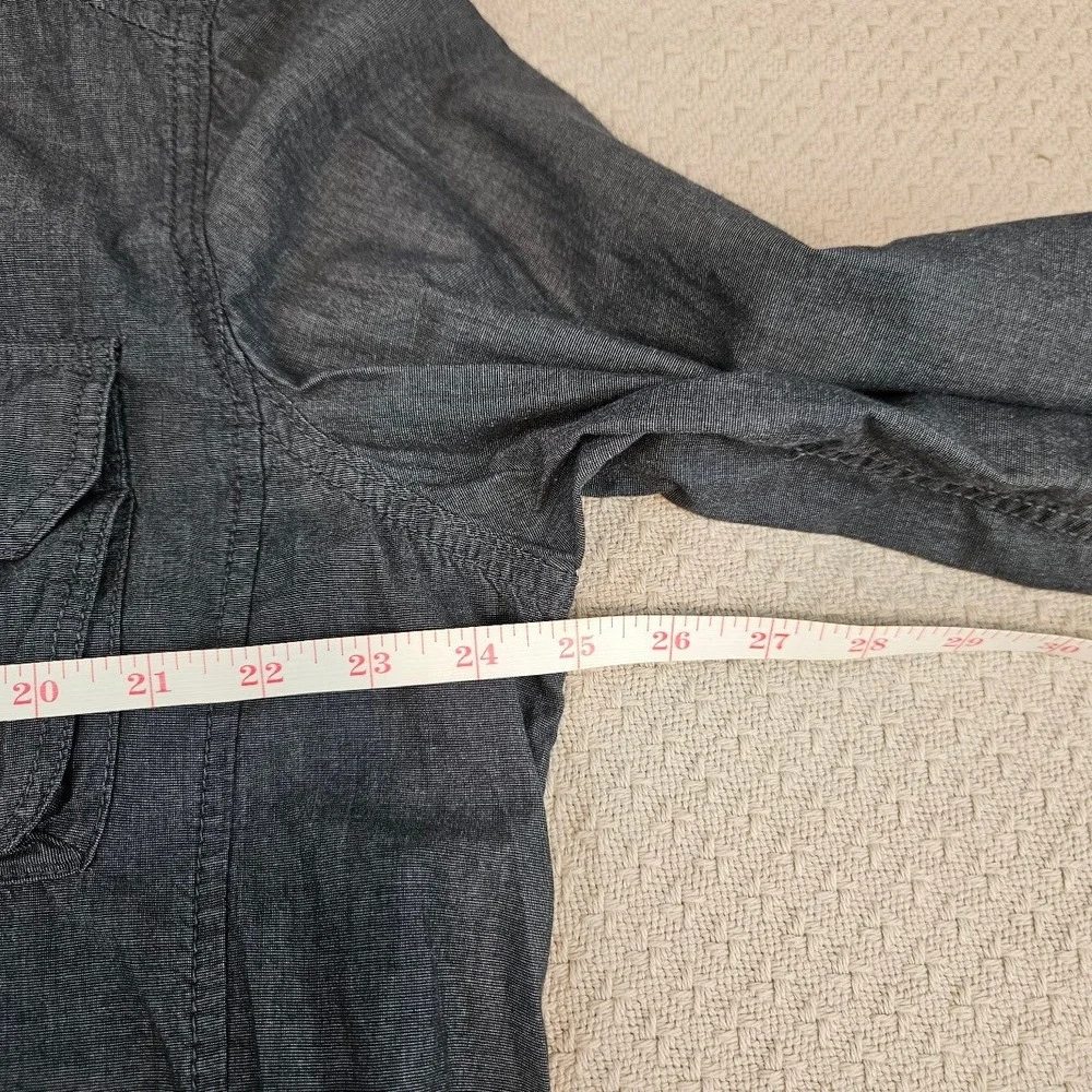 American Rag Mens XXL Gray Cotton Chambray Roll Tab Utility Button Down Shirt